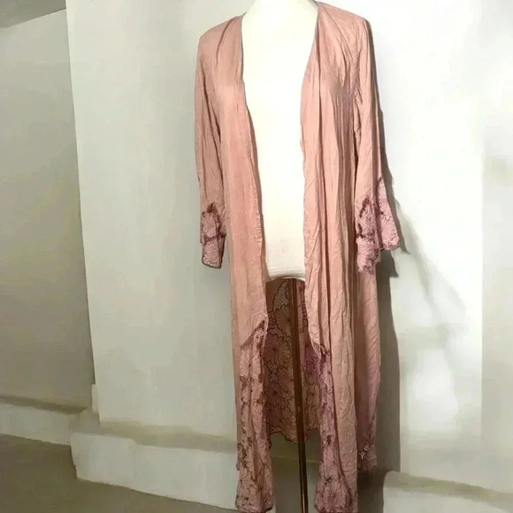 Tiare Hawaii Revolve peachy boho beach duster kimono long OS - Picture 1 of 7